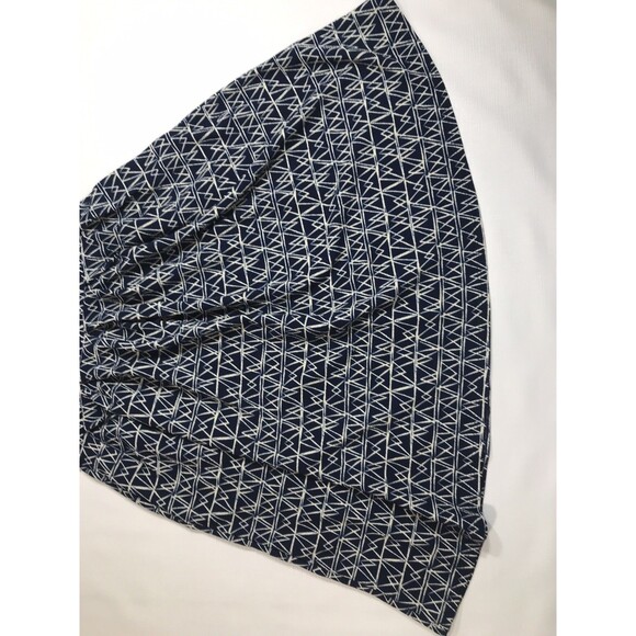 Lularoe Amelia Xl Blue Geometric Fit & Flare Short Sleeve Poly Blend Dress - Picture 2 of 8